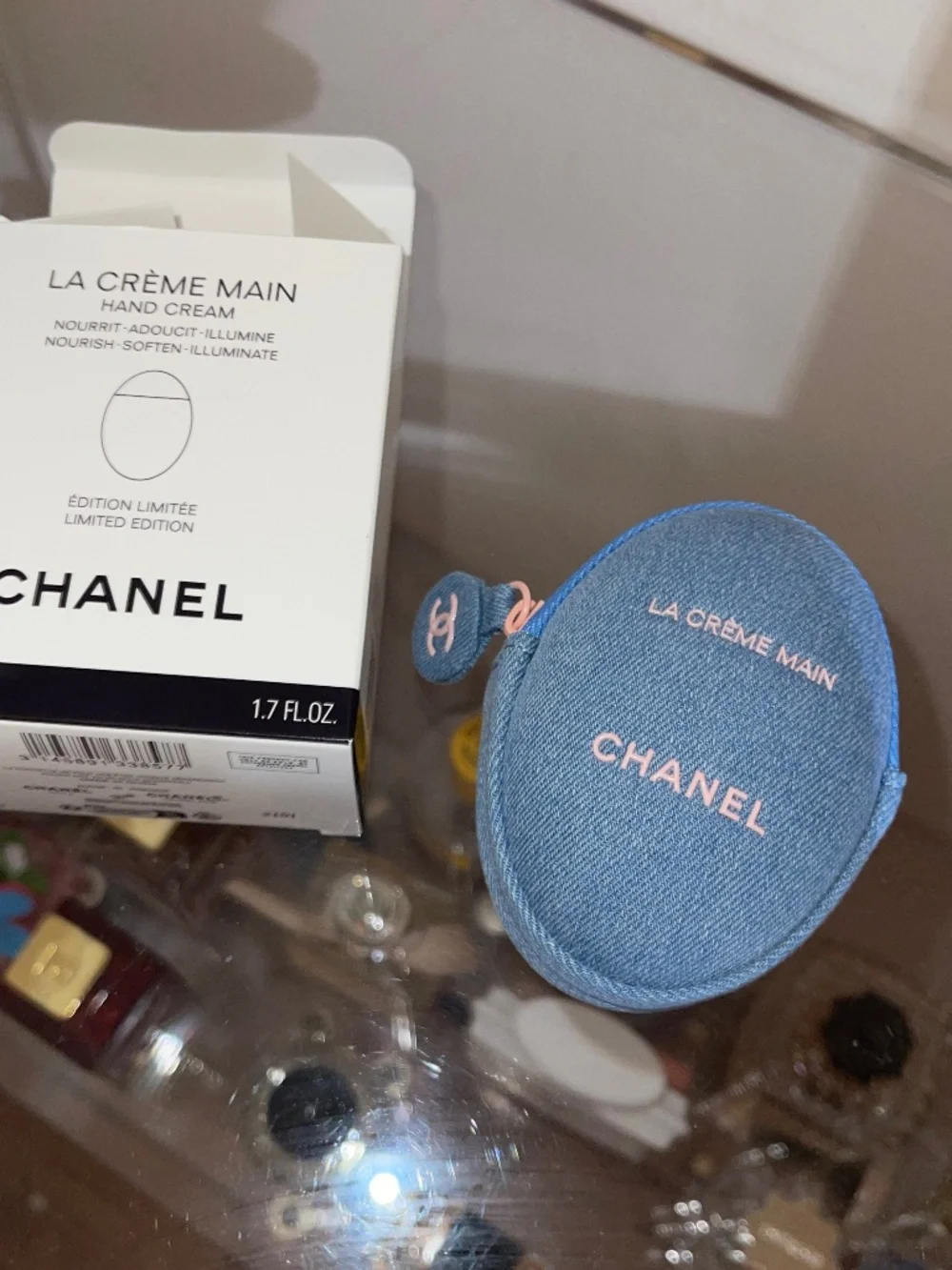 BNWT Chanel Denim le Crème Main Hand Cream In Zippered Denim Pouch (Spring 2026)